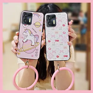 Cute Anti-knock Phone Case For Oukitel C35/C36 Solid Color Soft Case Youth heat dissipation Creative Cartoon Back Cover Funny Bracelet Protective Ring Personality Dirt-resistant