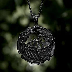 GTHIC Vintage Viking Raven Stainless Steel Pendant for Men Women  Daily Wear Statement Jewelry