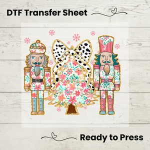 Nutcracker Christmas Tree DTF, Dtf Transfer Sheet, Ready to Press, Custom Dtf,  Heat Transfer, TShirt Transfer, Holiday Bow, Sweater Gift