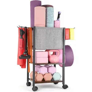 Yoga Mat Storage Rack and Holder For Dumbbell, Kettlebell and More Gym Accessories Home Gym Workout Equipment Organizer Gym Essentials Women Men Fitness Exercise Equipment Organization
