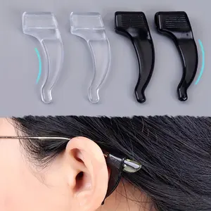 Two Pairs of Glasses Ear Hooks - Sports Glasses Ear Hook Fixer Silicone Anti-slip Glasses Tip Cover Fixer Glasses Grips (Black White)