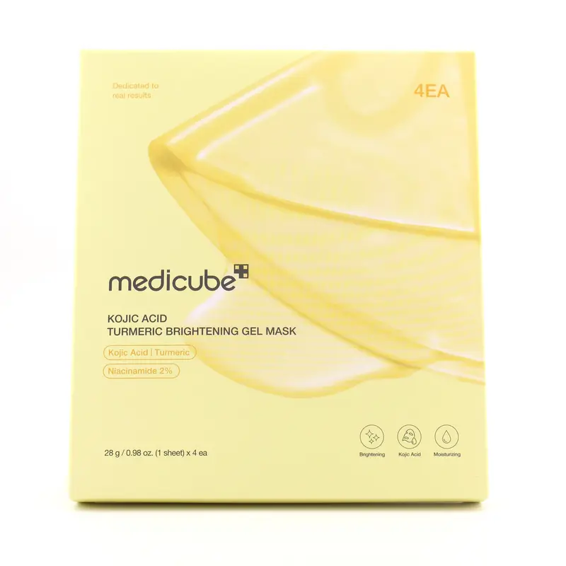 Medicube DEEP Kojic Turmeric Gel Treatment Mask - 4-Pack Hyaluronic Acid Formula for Sensitive Skin, Reduces Pigmentation, Boosts Brightening Radiance
