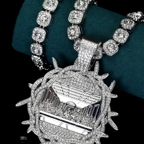 1 Piece The Last Supper Religious Pendant Necklace with Golden Cuban Chain, Chain Necklaces, Jewelry Gifts, Iced Out Chains
