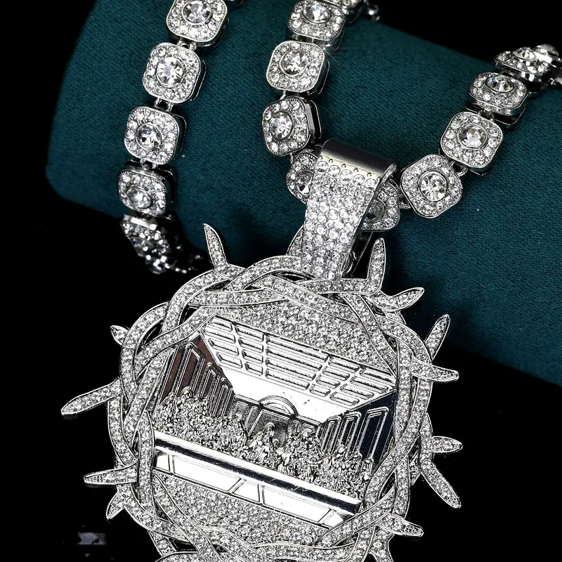 1 Piece The Last Supper Religious Pendant Necklace with Golden Cuban Chain, Chain Necklaces, Jewelry Gifts, Iced Out Chains