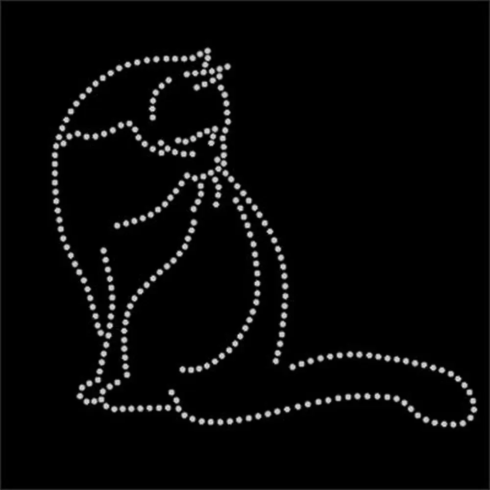 Rhinestone Cat Silhouette Bling T-Shirt by Fat Cats Design