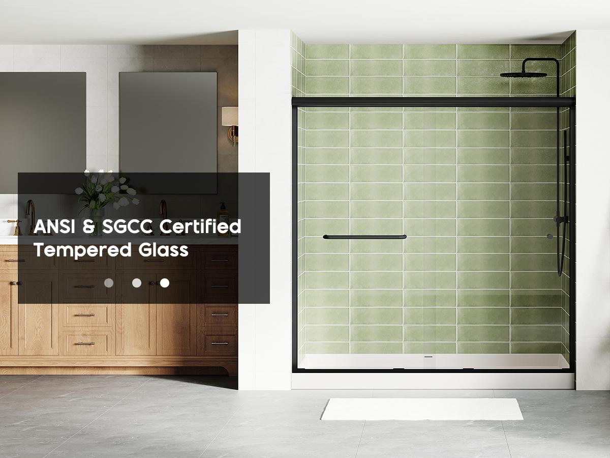 AMERLIFE 3 Size Semi-Frameless Walk-in Shower Door, 4" Adjustable Design, 1/4inch Thick Tempered Glass, Matte Black Aluminum Alloy Frame, Modern Bathroom Shower Sliding Door[tiktokshopbacktoschool][SohoChic]