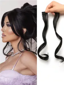 2PCS Synthetic Curly Clip-In Bangs – 14" Long Side Fringe Hair Extensions with Middle Part