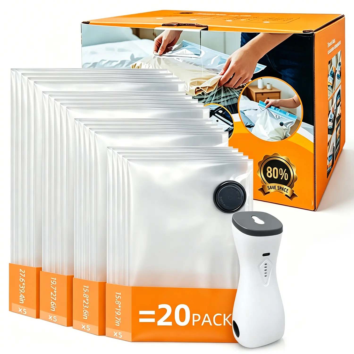 Rechargeable Pump(gray)+ 20 Bags