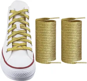 Glitter Metallic Shoe Laces for Men Women  Sneakers, 8MM Flat Sequin Shiny Shoelaces, Sparkle Strings