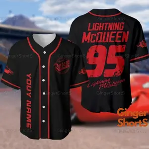 Custom Cars Lightning Mcqueen Baseball Jersey, Lightning Mcqueen Jersey Best Price