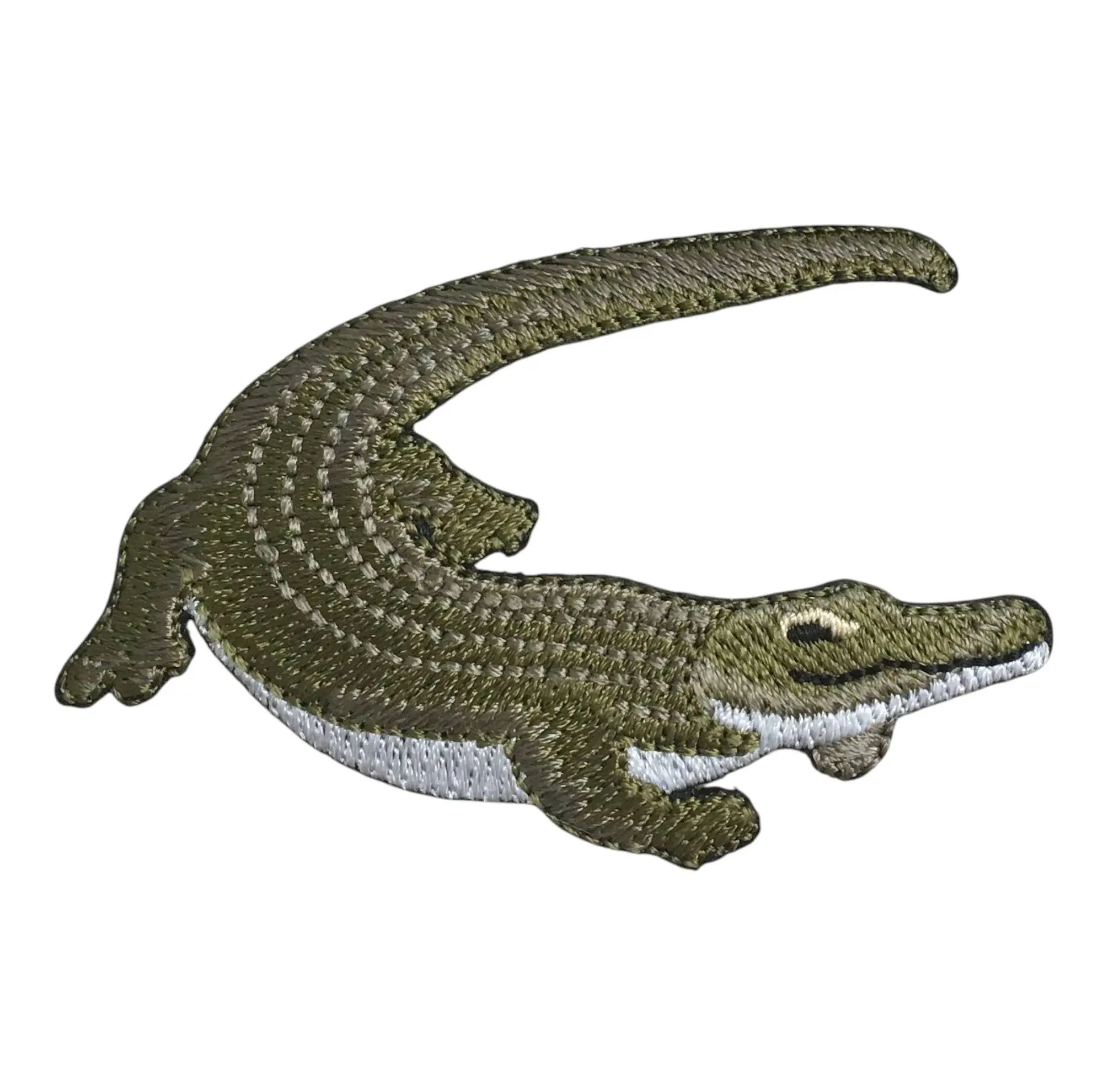 Realistic Crocodile, Reptiles, Green White - Iron on Patch
