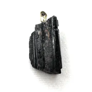 Rough Black Tourmaline Crystal Pendant Necklace