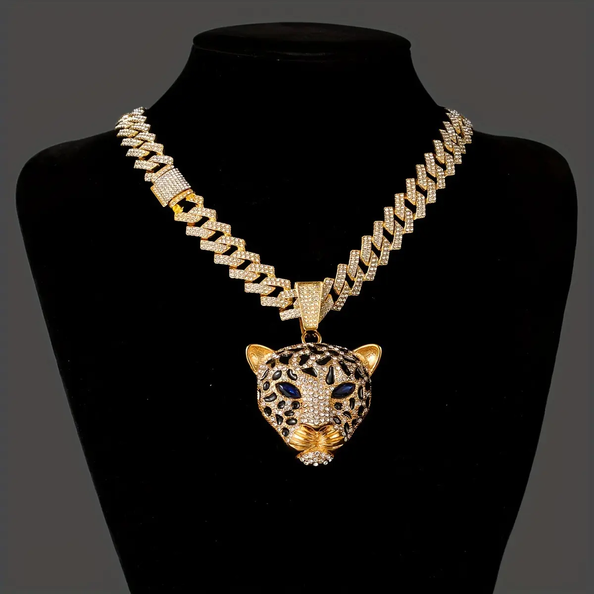 Street Cheetah Pendant Hip Hop Street Style Fashion Trend Leopard Head Necklace, 14K Gold Plated, High Quality Men’s Fashion Accessory Creative Men’s Necklace Jewelry Jewelry Couples Necklace Perfect Gift for Valentine’s Day, Easter, Father’s Day
