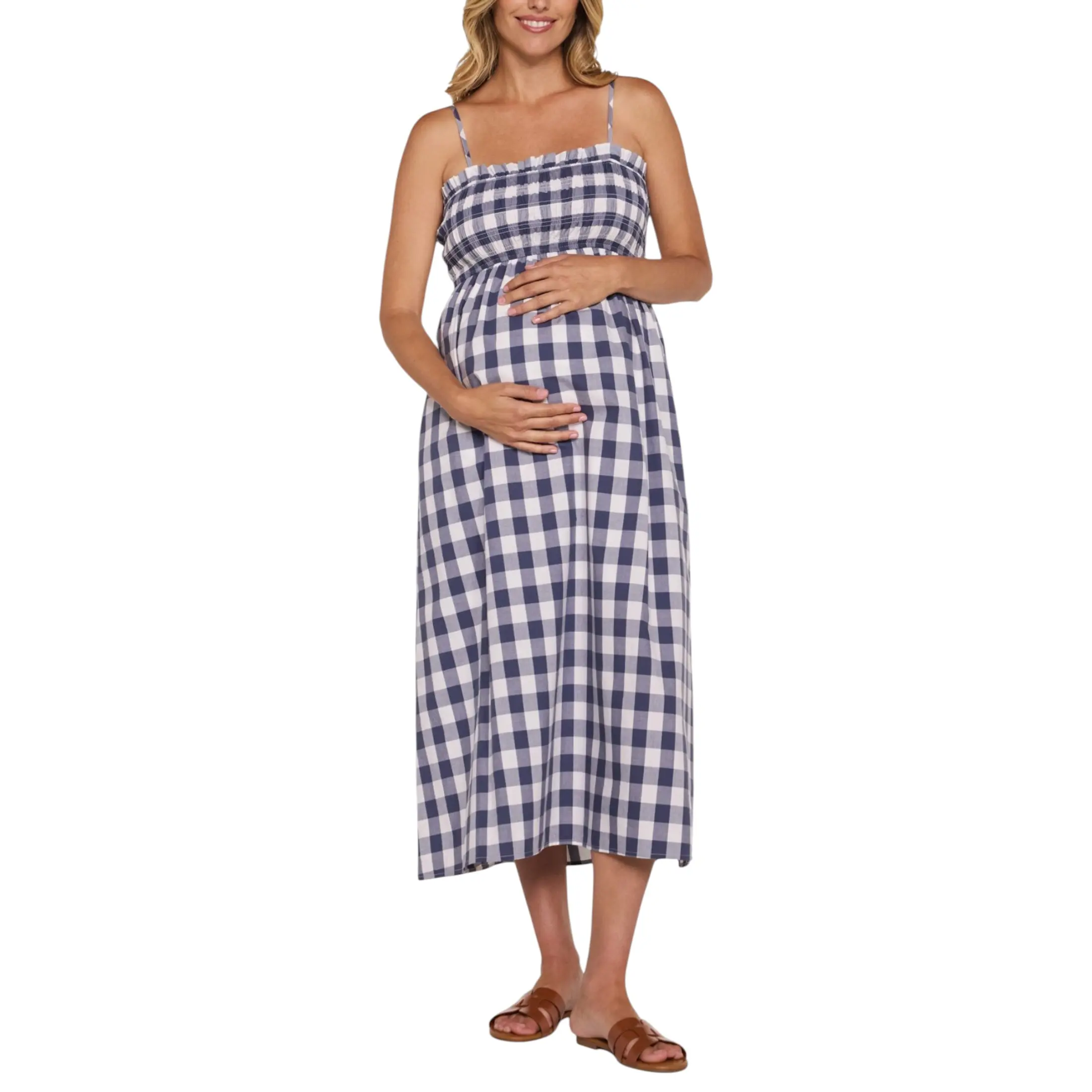 Motherhood Maternity Women's Smocked Maxi Maternity Dress With Removable Straps - Pregnancy & Postpartum Dress Motherhood Maternity Women's Smocked Maxi Maternity Dress With Removable Straps - Pregnancy & Postpartum Dress