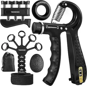 5PCS Grip Strength Trainer Kits, Hand Gripper Strengthener, Forearm Strengthener, Forearm Exerciser, Finger Exerciser, Wrist Strengthener, Stress Relief Ball, Grip Ring, for Muscle Building