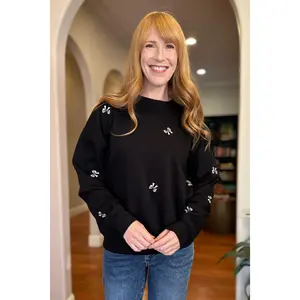 Black Pink Bow Sweatshirt