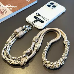 Fashion Color Block Woven Phone Lanyard, Crossbody Shoulder Strap, Anti-Lost Camera Hanging Chain, Portable Universal Strap for Women