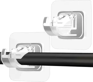 2025 Model 8-Piece Curtain Rod Bracket No-Drill Self-Adhesive Curtain Rod Bracket No-Nail Adjustable Curtain Towel Rack Fixed Hook Suitable for Home Bathroom Kitchen and Hotel Use (Transparent)