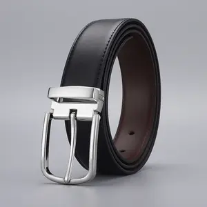 Men's Genuine Leather Belt, Second Layer Cowhide, Classic Pin Buckle & Clip Buckle, Business Casual Belt