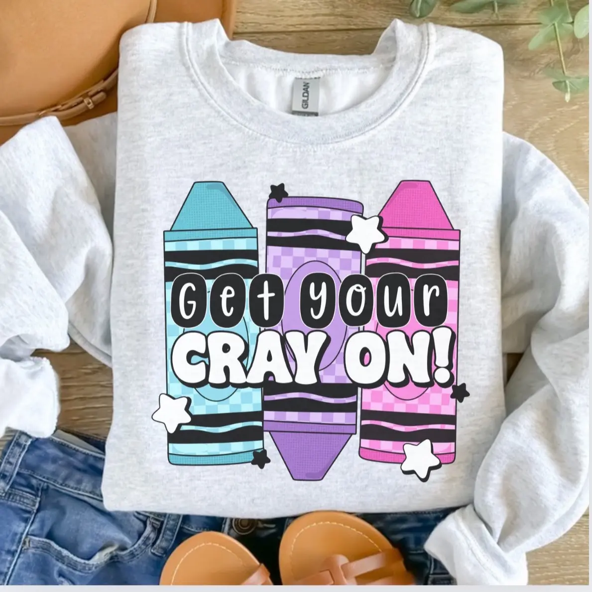 Teacher - Get Your Cray On  Sweatshirt - Ash Grey - Teacher