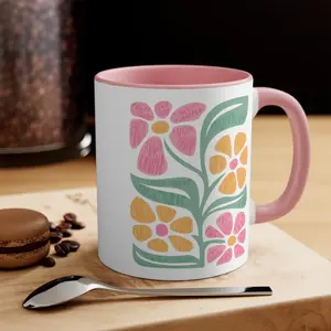 [Sale off up to 50%] Subtle Anti-Trump Flowers Accent Mug, Fuck Donald Trump Coffee Cup, Anti-Maga Not My President, Gift for Democrat, Feminist, FDT Merch