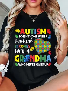 100% Cotton Autism doesn't come with a manual Autism Grandma T-Shirt