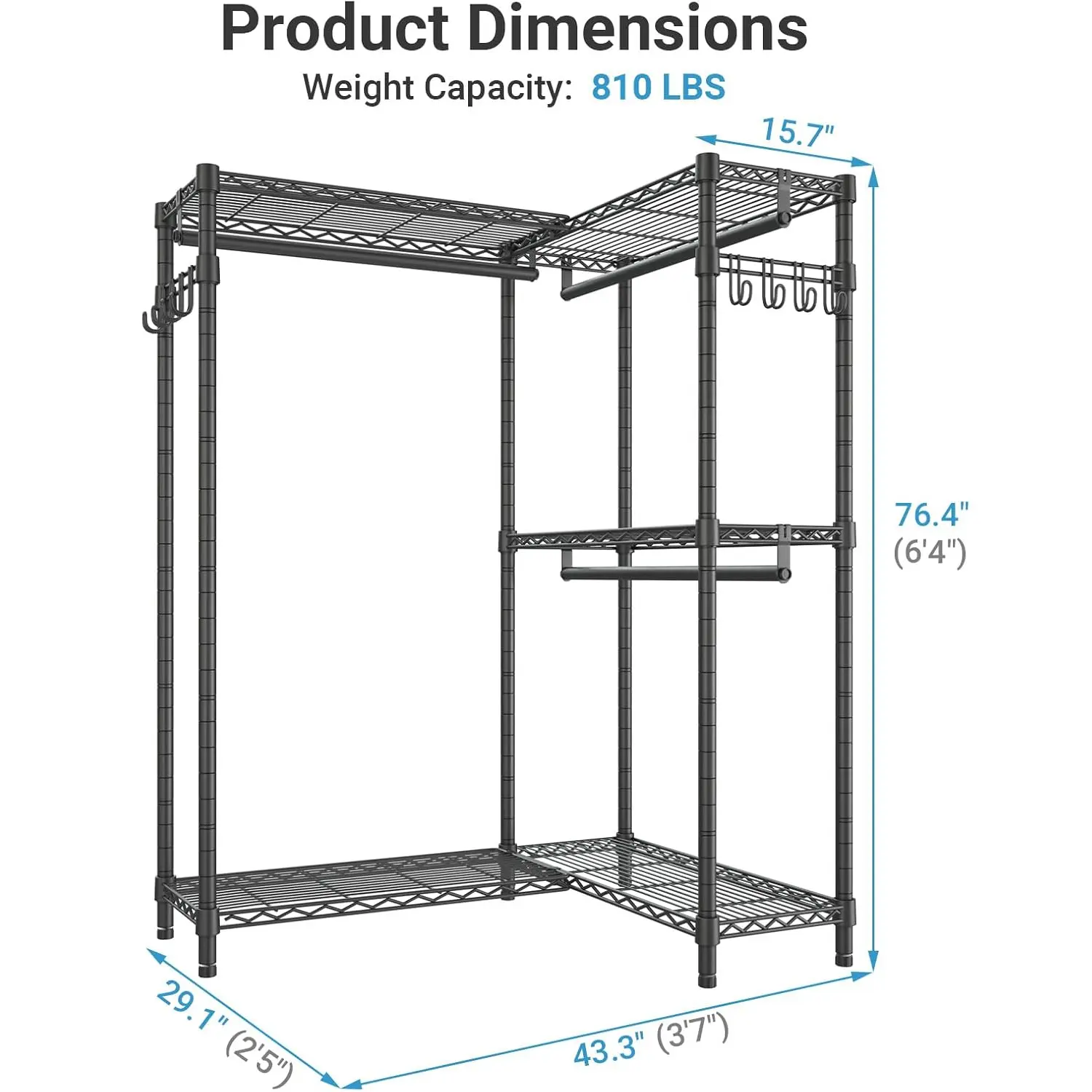 VIPEK L4 Corner Closet Storage Organizer – L Shaped Corner Rack