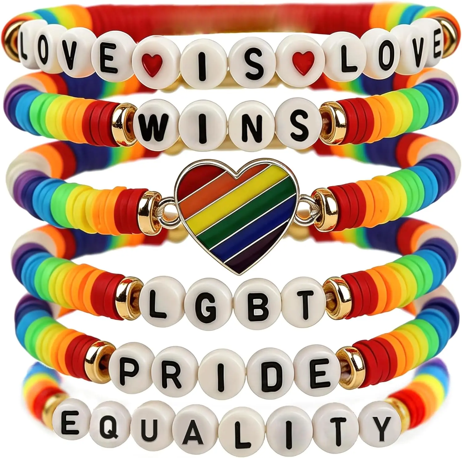 Pride Outfits for Women - 6 Pack Pride Bracelets | Pride Party Decorations Favors Supplies | Pride Outfit Accessories for Women