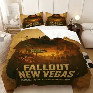 3Pcs,Fallout New Vegas three-piece bedding set, soft, comfortable and skin-friendly, universal in all seasons, bedding set, no pillow core, no quilt core, suitable for bedrooms, guest rooms - (1 quilt cover + 2 pillowcases)