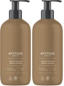 ATTITUDE Liquid Hand Soap, EWG Verified, Plant and Mineral-Based, Vegan Personal Care Products, Vanilla Caramel, 16 Fl Oz (Pack of 2)