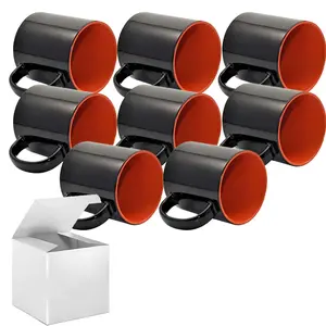 8 Pack Sublimation Color Changing Mug Set (15oz) with Red Interior | Packaged in White Boxes