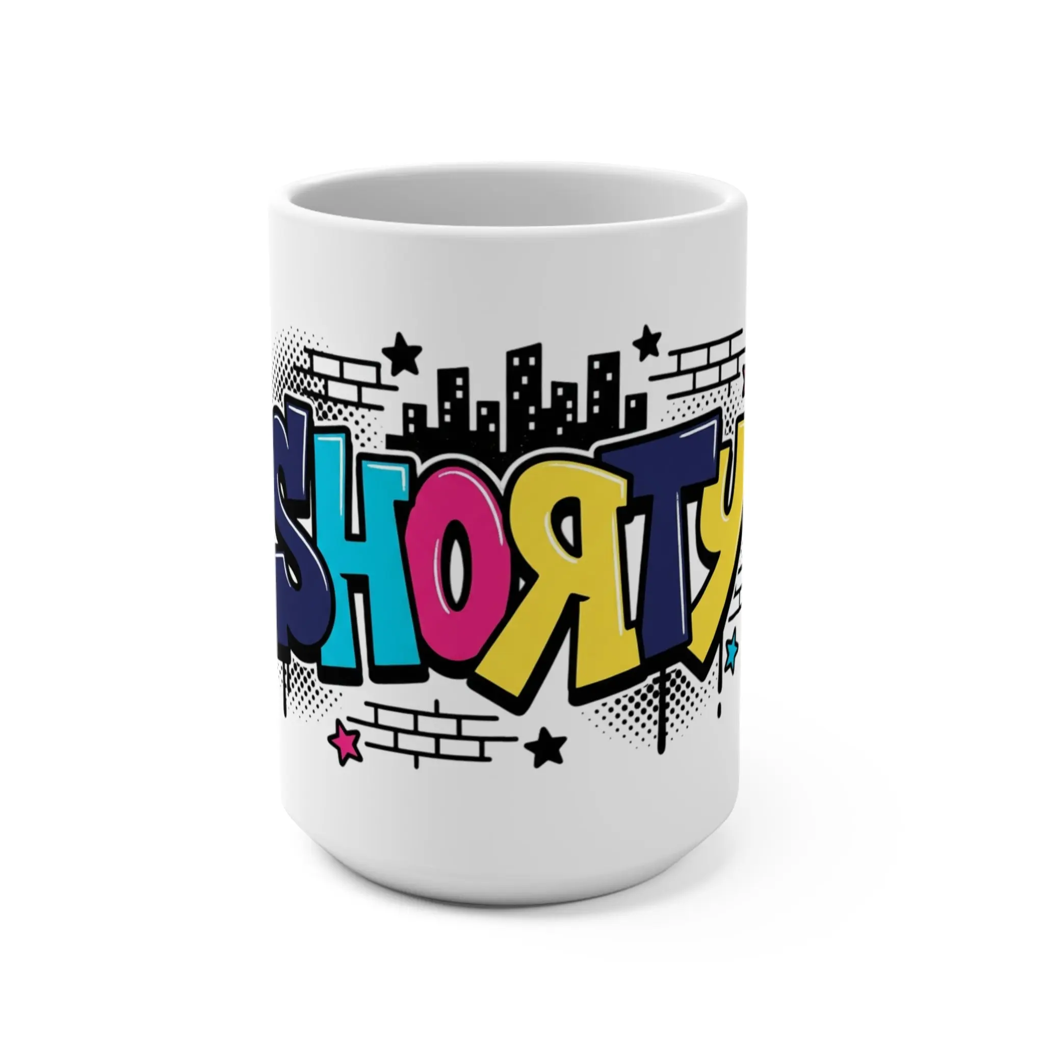 15oz Graffiti 'Shorty' Coffee Mug – Colorful Urban Street Art Design