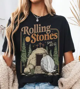 Western Graphic T-shirt Rolling Christian T-Shirt,Stones Easter Clothing,Jesus Christ Shirt,Gift Comfortable Home Wear, Daily Fashion, Party Wear T-Shirt,Unisex Style ,Women T-Shirt,Men Tshirt ,Unisex Style,Holiday T-Shirts, Gift Tee, Fans Tee, Cotton Top