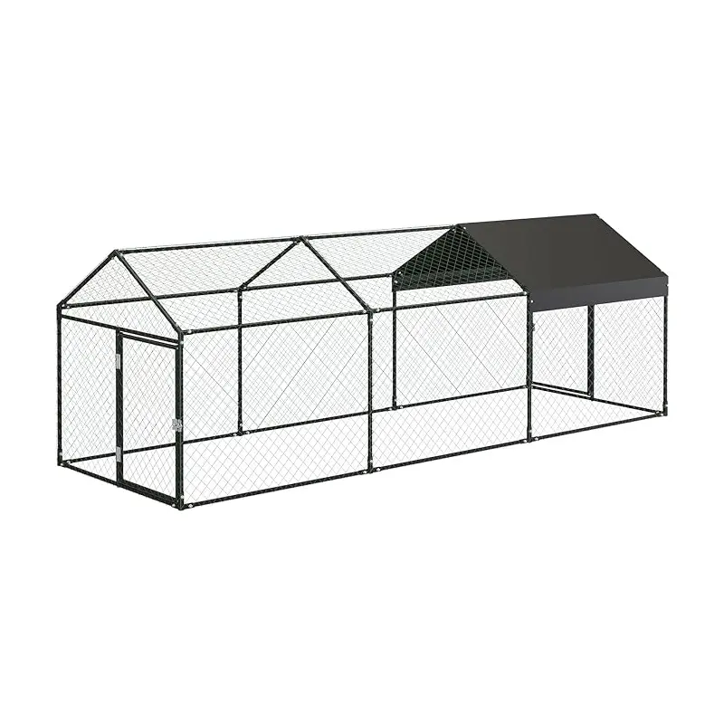 Large metal chicken coop, can accommodate 8-12 chickens, suitable for patio chicken coop, portable chicken coop, suitable for outdoor chickens, rabbits and ducks