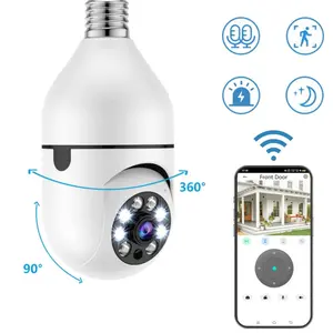 2.4G WIFI Smart Light Camera, 360° Pan & Tilt Surveillance, Motion Detection, Two-Way Video,Color Night Vision, 24/7 Indoor Outdoor Recording, Wall CCTV IP Camera for Home/Warehouse/Office/Store/Garage, White Security Camera, E27 Socket Monitoring Camera