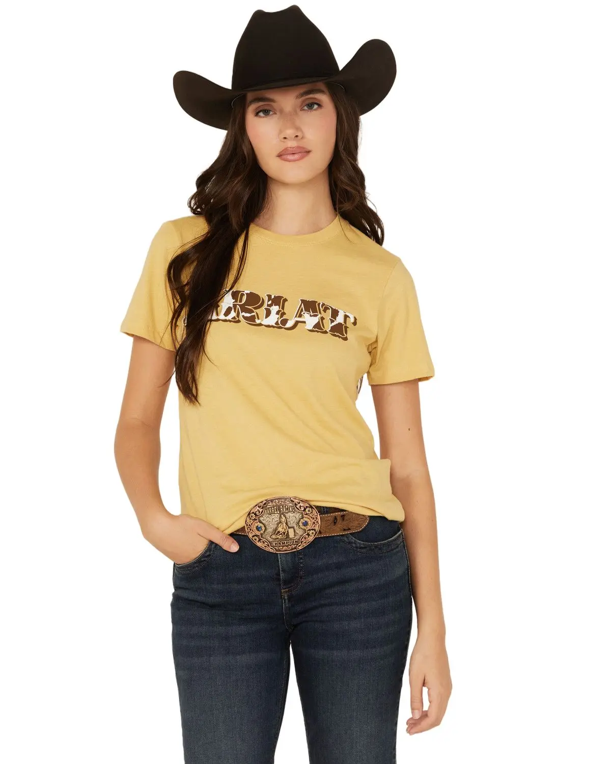 Ariat Women's Women'S Boot Barn Cow Print Logo Short Sleeve Graphic Tee - 10063249