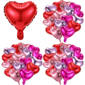 100 Pcs Valentine's Day Foil Heart Shaped Balloons 10 Inch Red Pink Heart Balloons for Wedding Birthday Engagement Valentine's Day Party Decoration