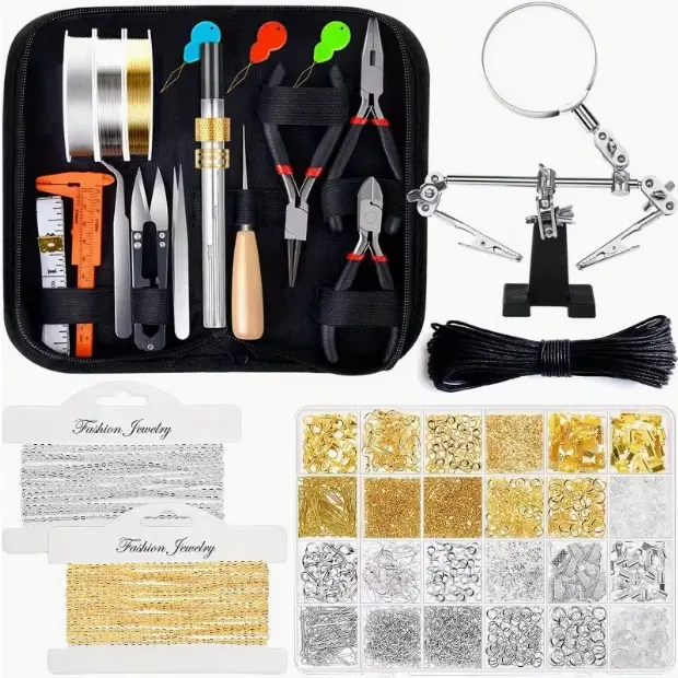 Jewelry Making Supplies Kits for Adults with Jewelry Jewelry Findings & Necklace Supplies Earring Charms, Wires Handmade DIY Tools/Wires/Metal Components Craft Set for Repair and Creation