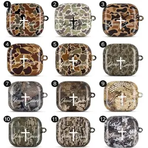 Jesus Saves AirPods Case Camouflage  – 12 Faith-Inspired Camo Designs with Cross & “Jesus Saves” Message, Fits AirPods Pro (Gen 1 2 3) & AirPods (Gen 1 2 3 4), Perfect Gift for Christian & Outdoor Lifestyle Fans