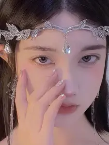 Leaf Design Rhinestone Decorated Headband, Vintage Style Headband, Elegant Crown Design for Wedding Bridal Party Formal Occasions, Fashion Hair Accessories for Women