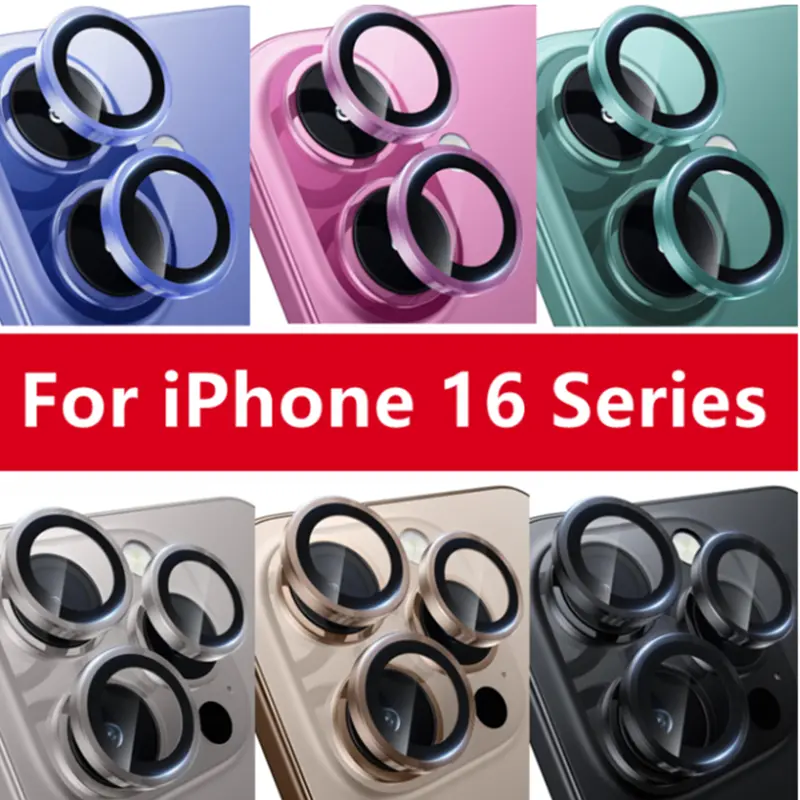 Metal Ring Tempered Glass Camera Lens Protector For iPhone 16 Pro Max/16 Pro/16 Plus/16