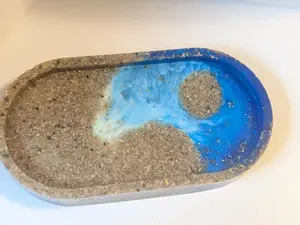 Beach Trinket Tray with Unique Blue and Sand Design for Coastal Decor
