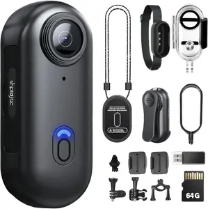 SONGYUKA H88 4K Body Camera, Wireless Mini Ultra-Compact POV Camera, Waterproof 30m Action Camera, 120min Battery Magnetic Clip 360° Mount Portable and Durable for Cycling Walking Pets Outdoor Sports (64GB/128GB/256GB Memory Card)