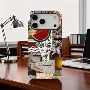 Palestinian Inspired Phone Case – Keffiyeh & Watermelon Symbol Design – Artistic Arabic Calligraphy Pattern – MagSafe Compatible Tough Protective Cover – Meaningful Christmas & Halloween Gift – For XR/11/12/13/14/15/16/17, S21/S22/S23/S24/S25 Ultra