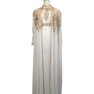 Luxury 4-Piece Formal Abaya Set | Embroidered Layered Gown + Belt + Headband