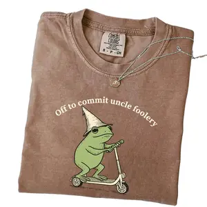 Auntie Uncle Frog Comfort Colors Shirt Off to Commit Aunt Uncle Foolery T-Shirt Funny Frog Scooter Tee Aunt Uncle Gift Pregnancy Announcement