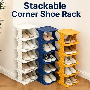 Stackable Modular Shoe Rack Organizer – Multi-Color, Non-Slip, Space-Saving Storage Solution for Shoes, Bags, and Accessories – Durable and Easy to Assemble"