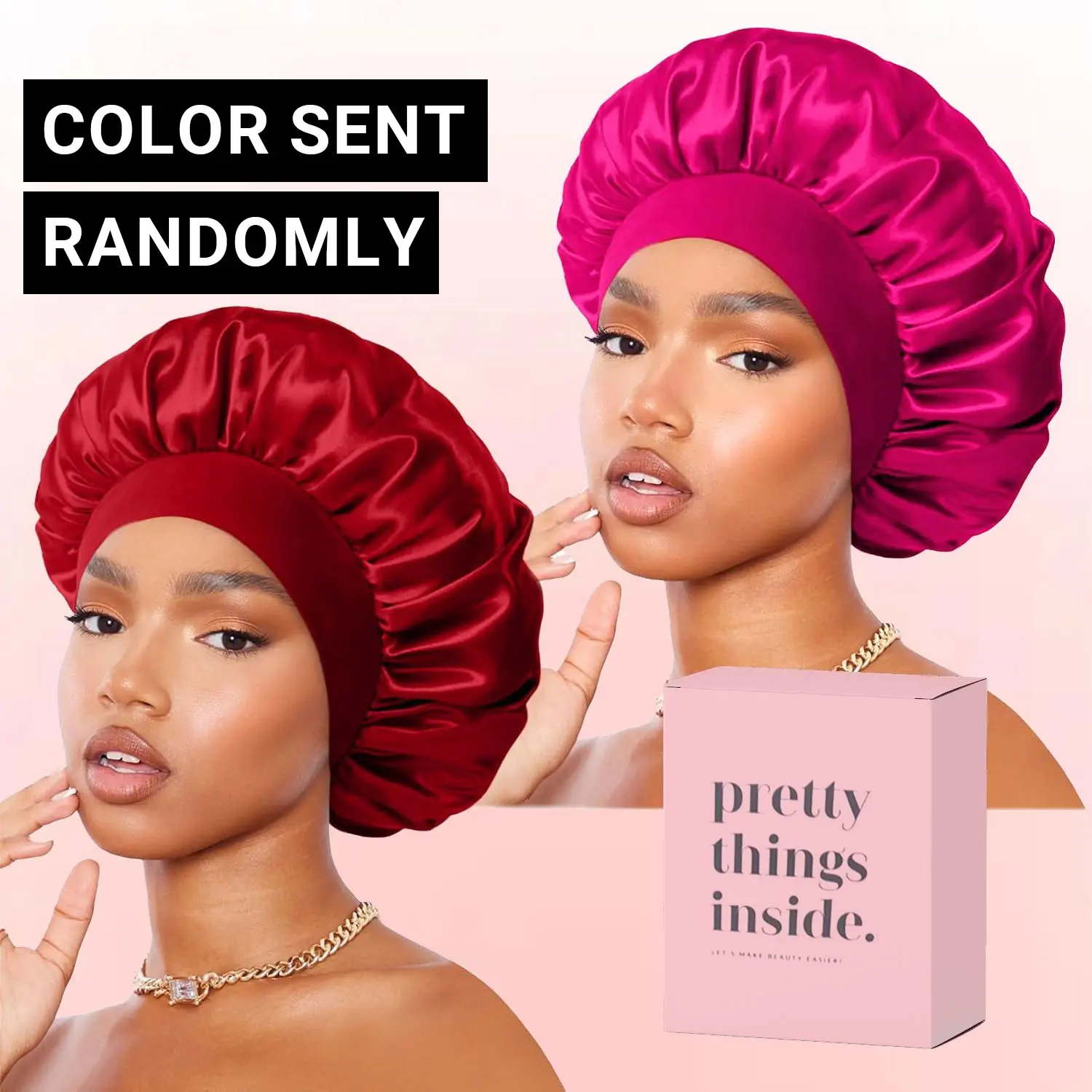 Silk Bonnet for Sleeping Double Layer Satin Bonnet for Black Women Sleep Cap Two Pieces in Box