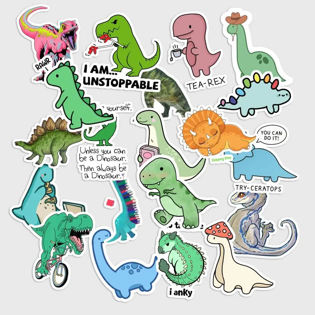 20 Pcs Dinosaur Stickers Pack - Epic Jurassic World Decals, Waterproof Vinyl T-Rex & Triceratops Stickers for Laptop, Water Bottle - Dino Lover Gift
