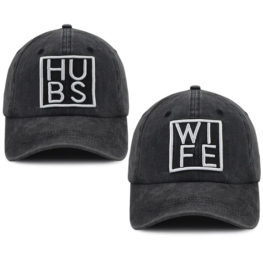 Mr and Mrs Gifts, Hubby Gifts for Men, Wifey Hat for Women, 2 PCS Hubs and Wife Baseball Cap, Just Married Gift for Husband Wife